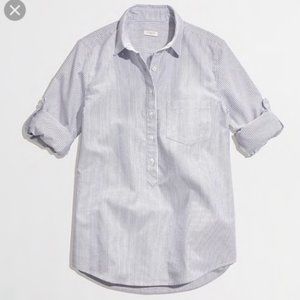 J.Crew Women’s Blue & White Striped Oxford Popover Blouse Size S